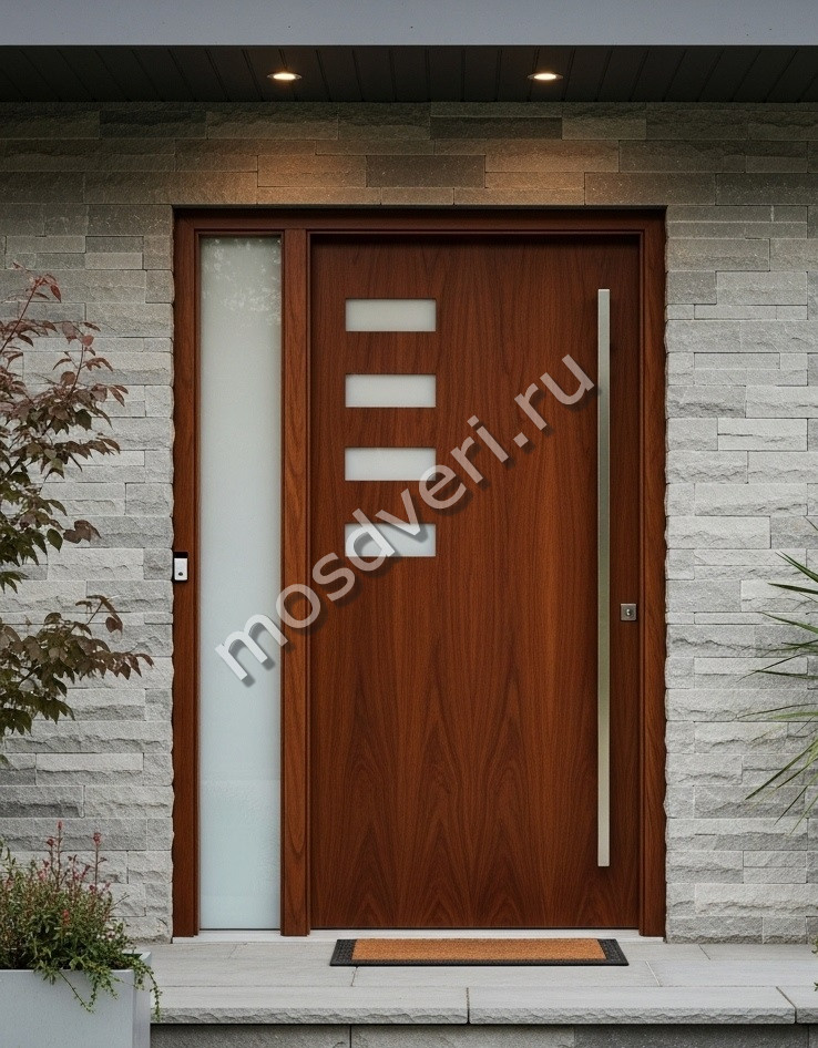 Дизайнерская входная дверь в дом со стеклом